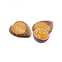 Bomboane de ciocolata cu lapte si crema de fructul pasiunii in cutie metalica Amatller 60g