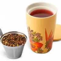 Cana pentru ceai din ceramica cu pereti dubli si infuzor din inox Kati Paradis