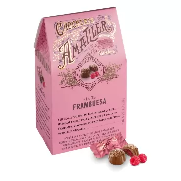 Bomboane de ciocolata cu umplutura de zmeura Amatller 72g