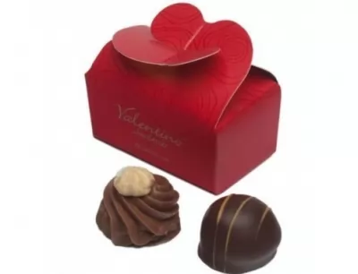 Cutie cu 2 praline de ciocolata belgiana Mini Balotin Valentino