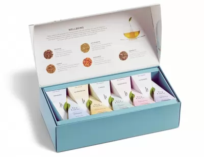 Cutie cu 10 piramide de ceai Petite Ribbon Box colectia Wellbeing Tea Forte