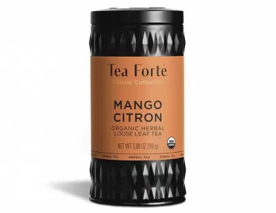 Cutie metalica cu ceai de plante cu mango, citrice si hibiscus, Mango Citron Tea Forte