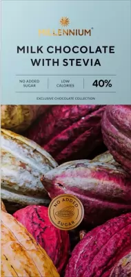 Millennium tableta de ciocolata cu 40%cacao -STEVIA fara zahar 100 G