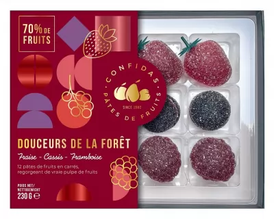 Cutie cu 12 jeleuri de fructe de padure Confidas 230 G