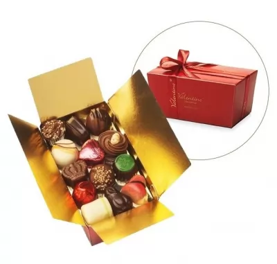 Cutie cu praline asortate de ciocolata belgiana  Red Ballotin Valentino  935g